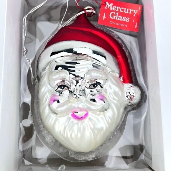 Department 56 Blown Glass Extra Large Santa Head Ornament - Picture 1 of 10